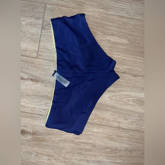 DEEP BLUE LACE BOWKNOT LOW RISE BEACH BOTTOM BIKINI BOYSHORTS - Picture 11 of 11